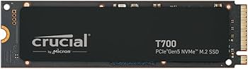 Crucial T700 1TB Gen5 NVMe M.2 SSD - Up to 11,700 MB/s